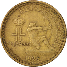 Mónaco, Louis II, 2 Francs, 1926, Poissy, MBC, Aluminio - bronce, KM:115