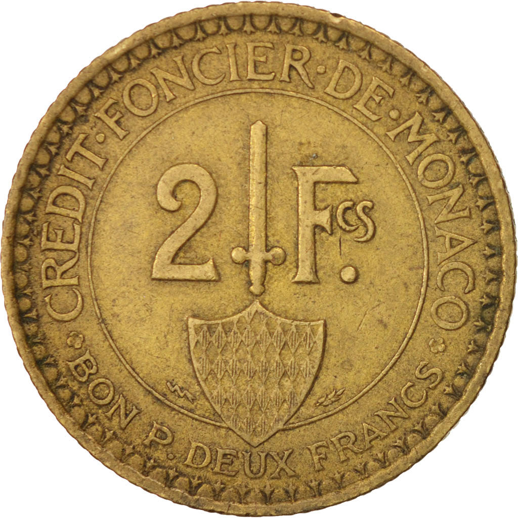 Monaco, Louis II, 2 Francs, 1926, Poissy, TTB, Aluminum-Bronze, KM:115