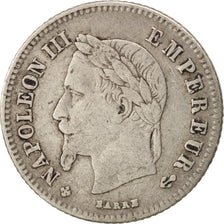France, Napoleon III, Napoléon III, 20 Centimes, 1866, Strasbourg, VF(20-25)