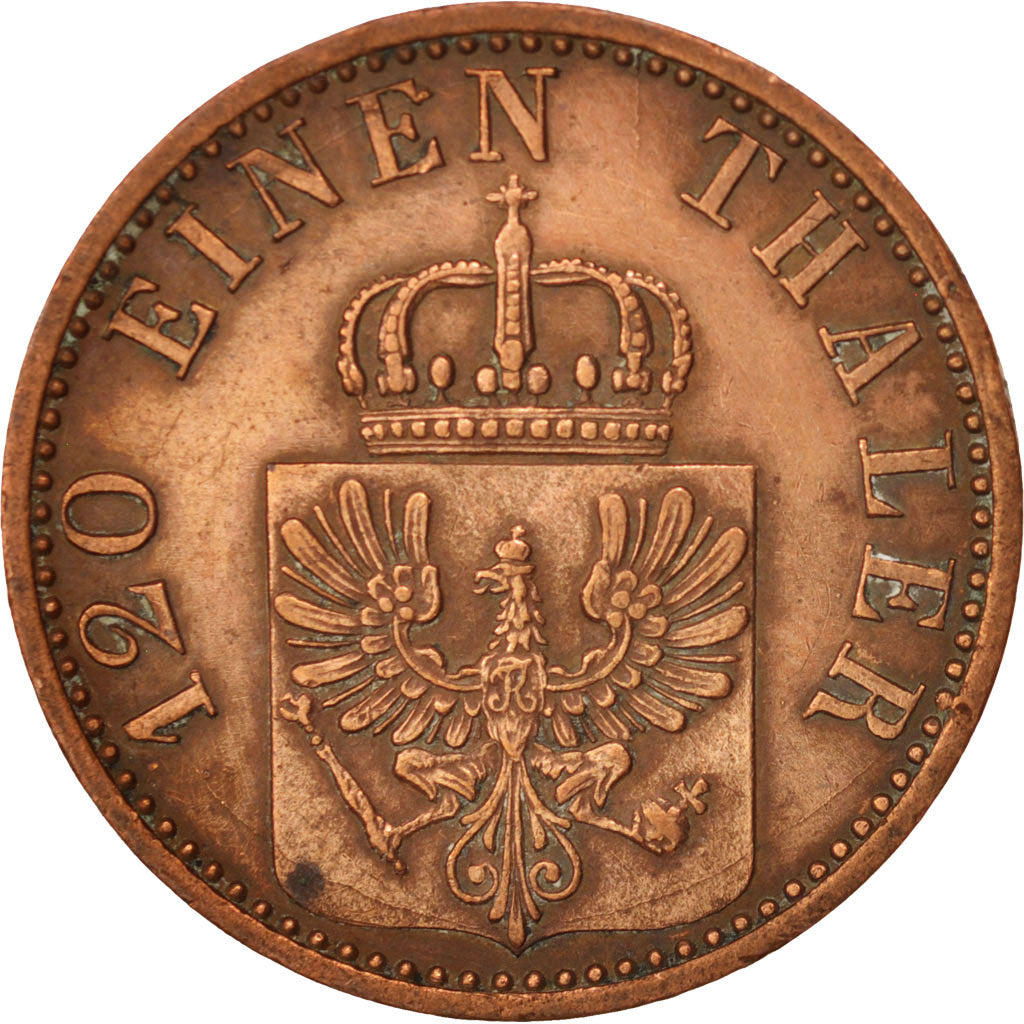 Münze, Deutsch Staaten, PRUSSIA, Wilhelm I, 3 Pfennig, 1870, SS+, Kupfer