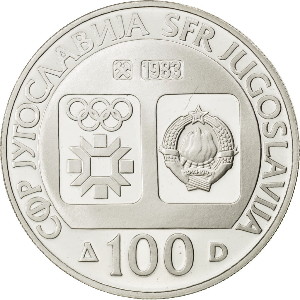 YUGOSLAVIA, 100 Dinara, 1983, KM #99, MS(65-70), Silver, 30, 12.80