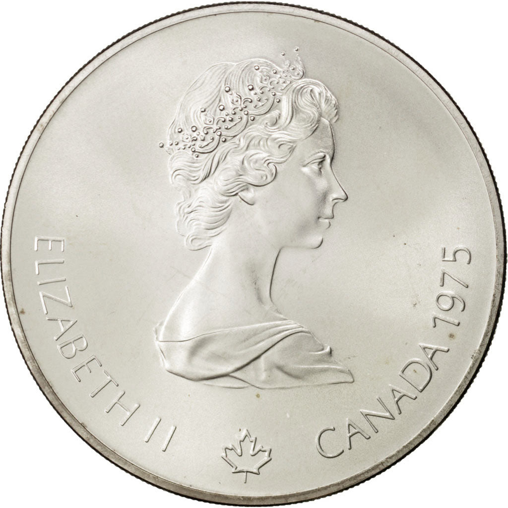 CANADA, 5 Dollars, 1975, Royal Canadian Mint, KM #100, MS(63), Silver, 38, 24.54