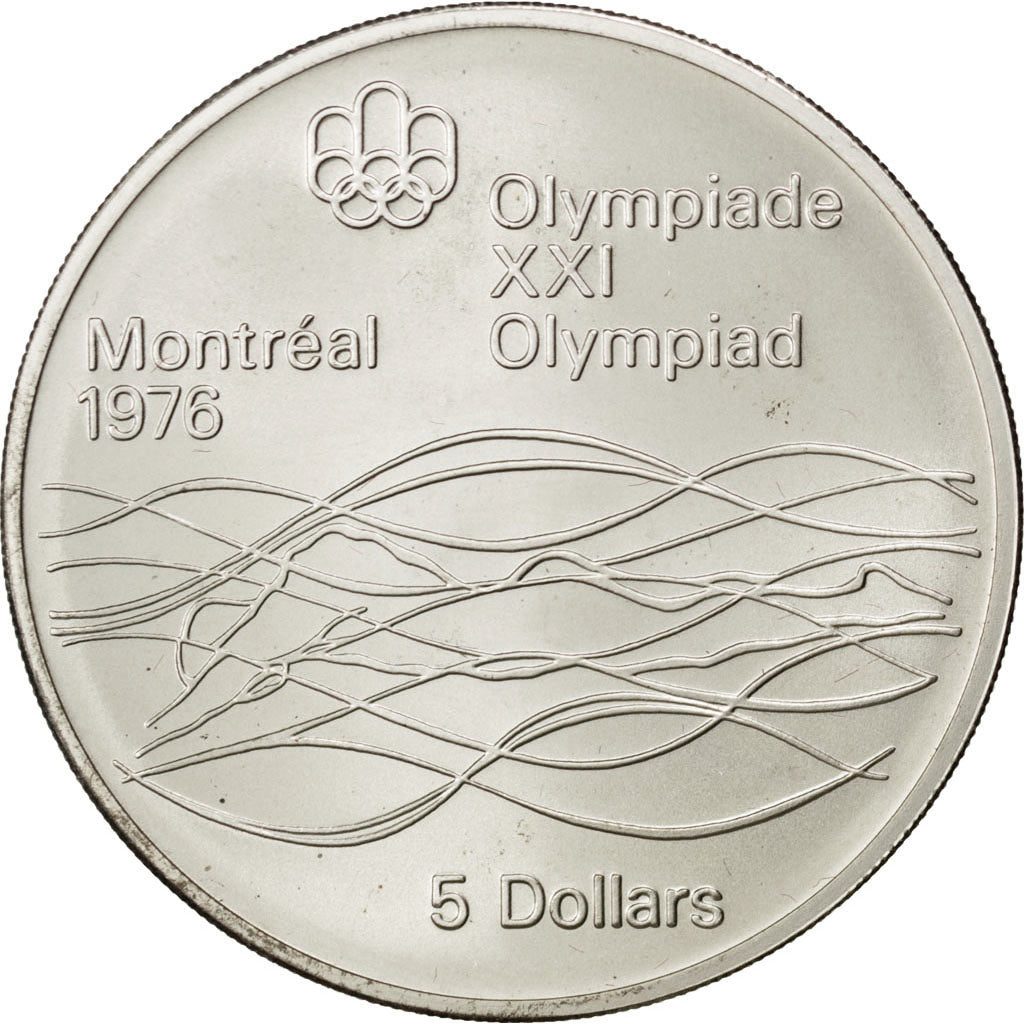 CANADA, 5 Dollars, 1975, Royal Canadian Mint, KM #100, MS(63), Silver, 38, 24.54