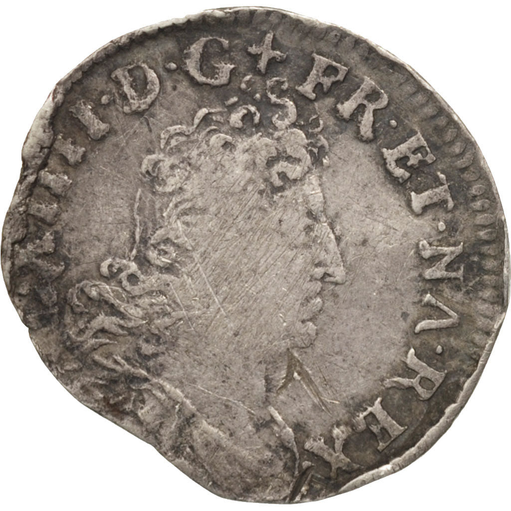 France, Louis XIV, 5 Sols aux insignes, 5 Sols, Strasbourg, VF(20-25), Silver