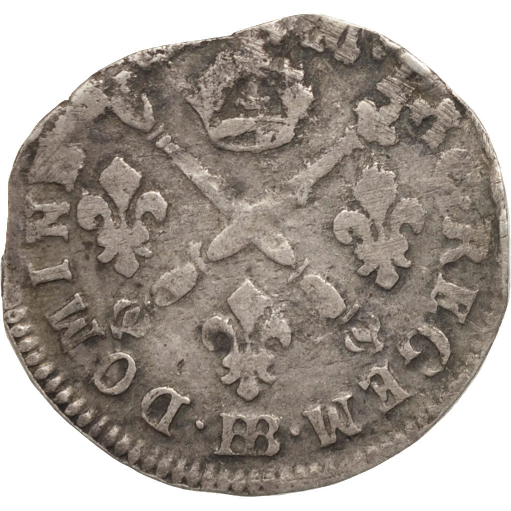 France, Louis XIV, 5 Sols aux insignes, 5 Sols, Strasbourg, VF(20-25), Silver