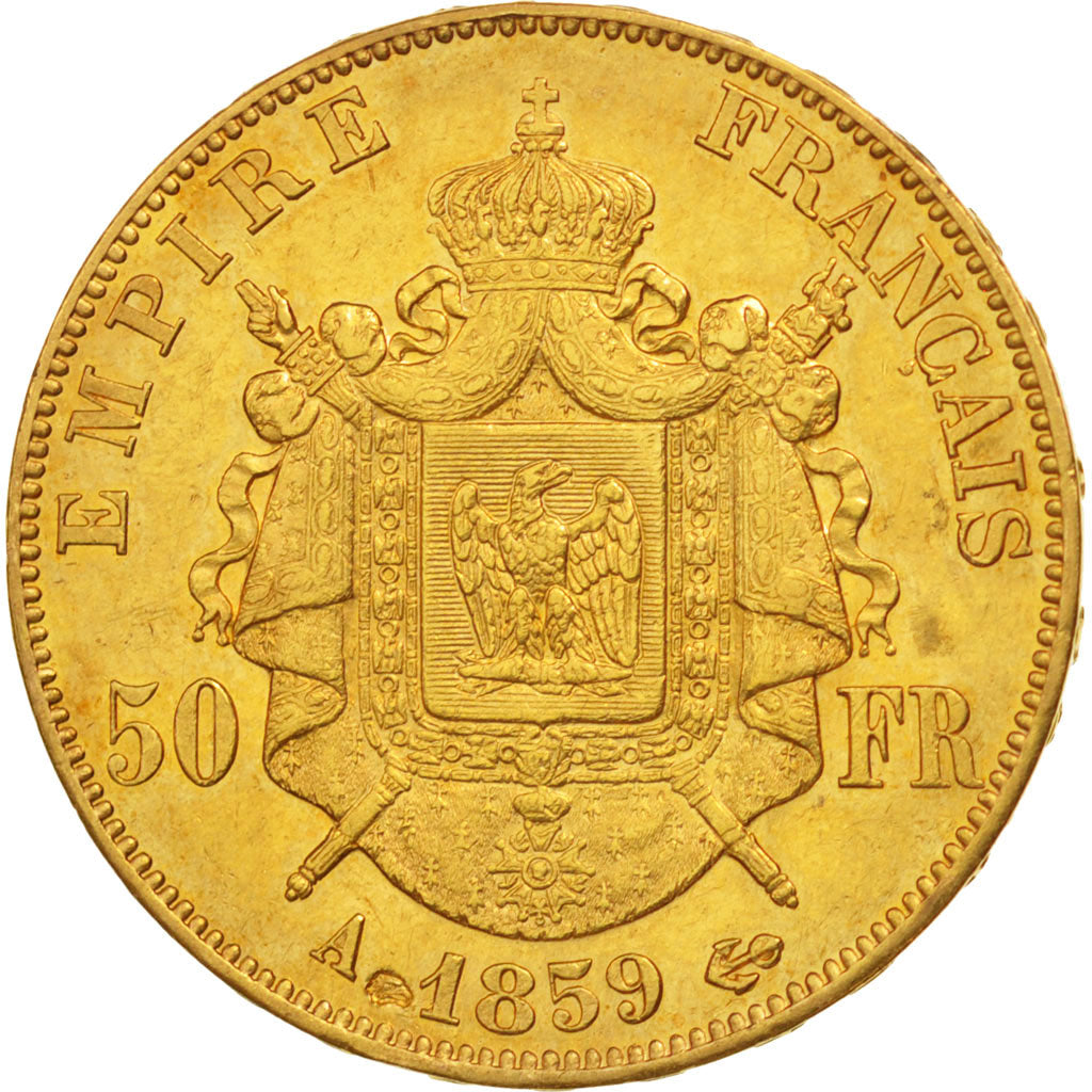 France, Napoleon III, Napoléon III, 50 Francs, 1859, Paris, TTB+, Or
