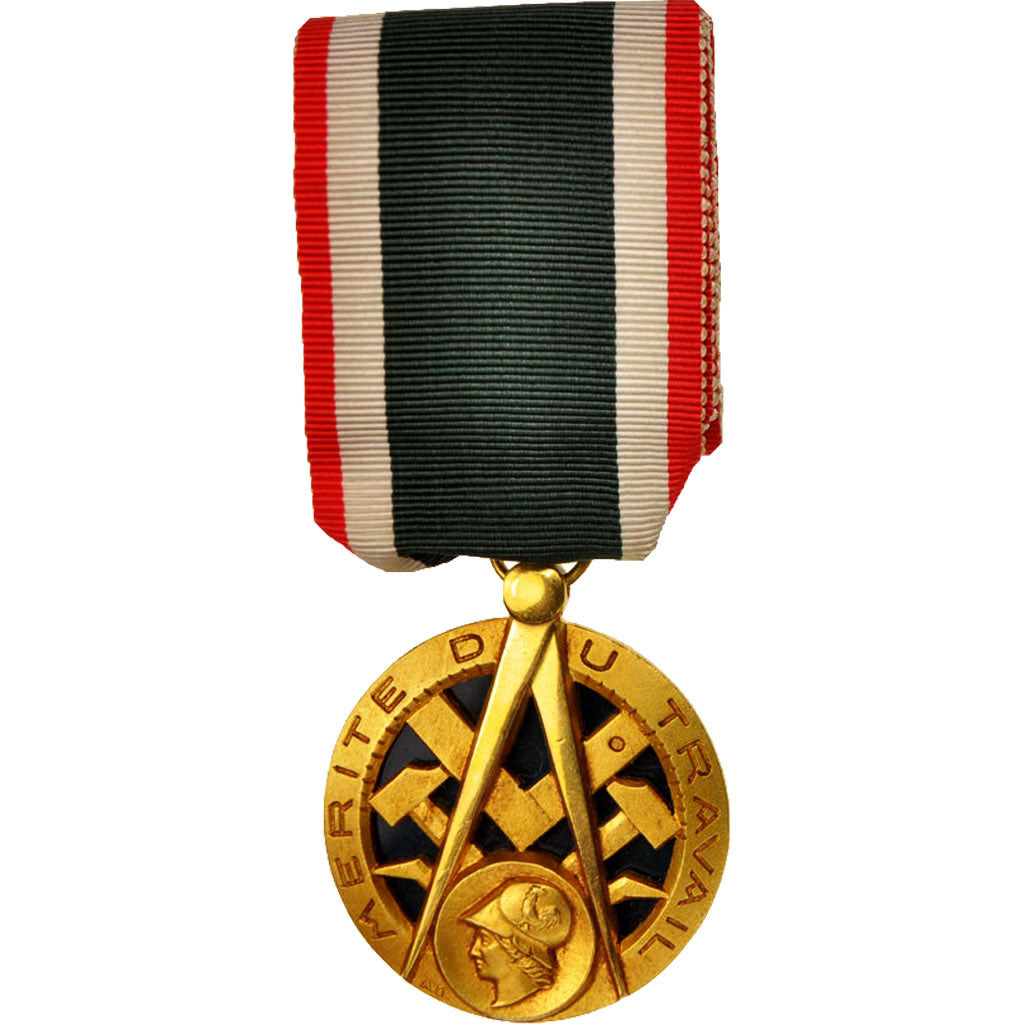 France, Mérite du Travail, Medal, Very Good Quality, Silver and Gold, 38.5