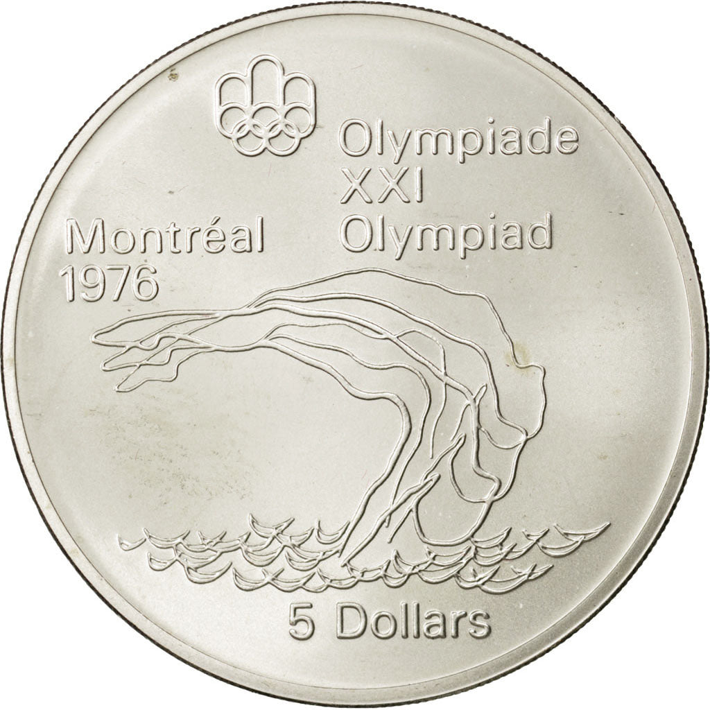 CANADA, 5 Dollars, 1975, Royal Canadian Mint, KM #101, MS(63), Silver, 38, 24.23