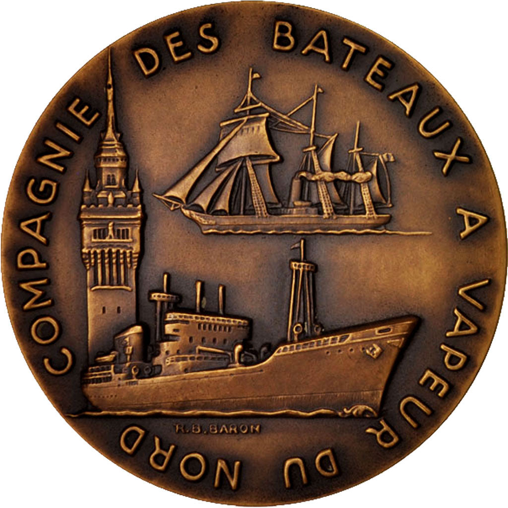 Francia, Medal, compagnie des bateaux à vapeur du Nord, Shipping, 1953, Baron