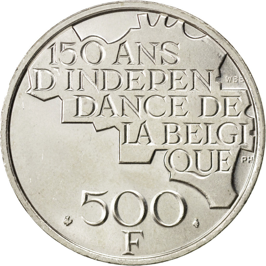 BELGIUM, 500 Francs, 500 Frank, 1980, Brussels, KM #161, AU(55-58), Silver Clad.