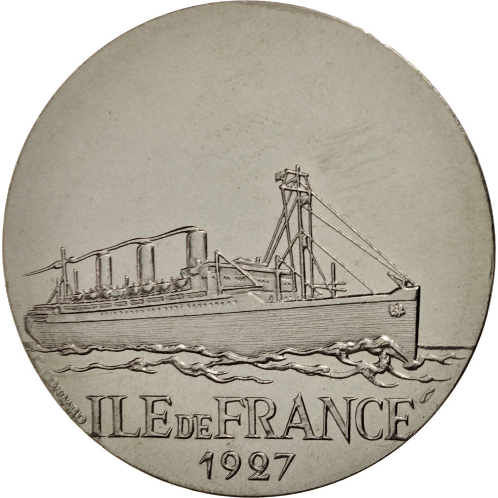 France, Medal, Les Grands Transatlantiques, Ile de France, French Fifth