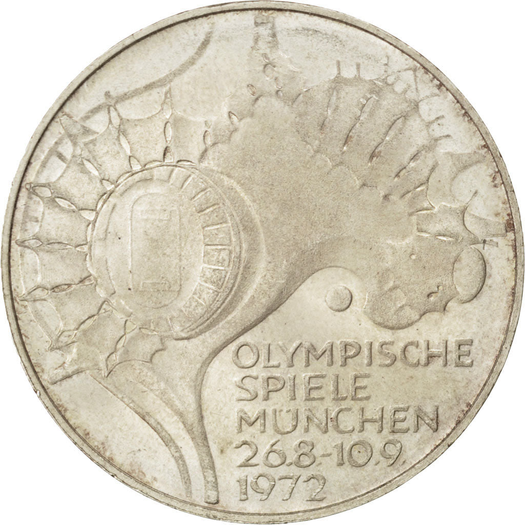 GERMANY - FEDERAL REPUBLIC, 10 Mark, 1972, Stuttgart, KM #133, MS(63), Silver,..