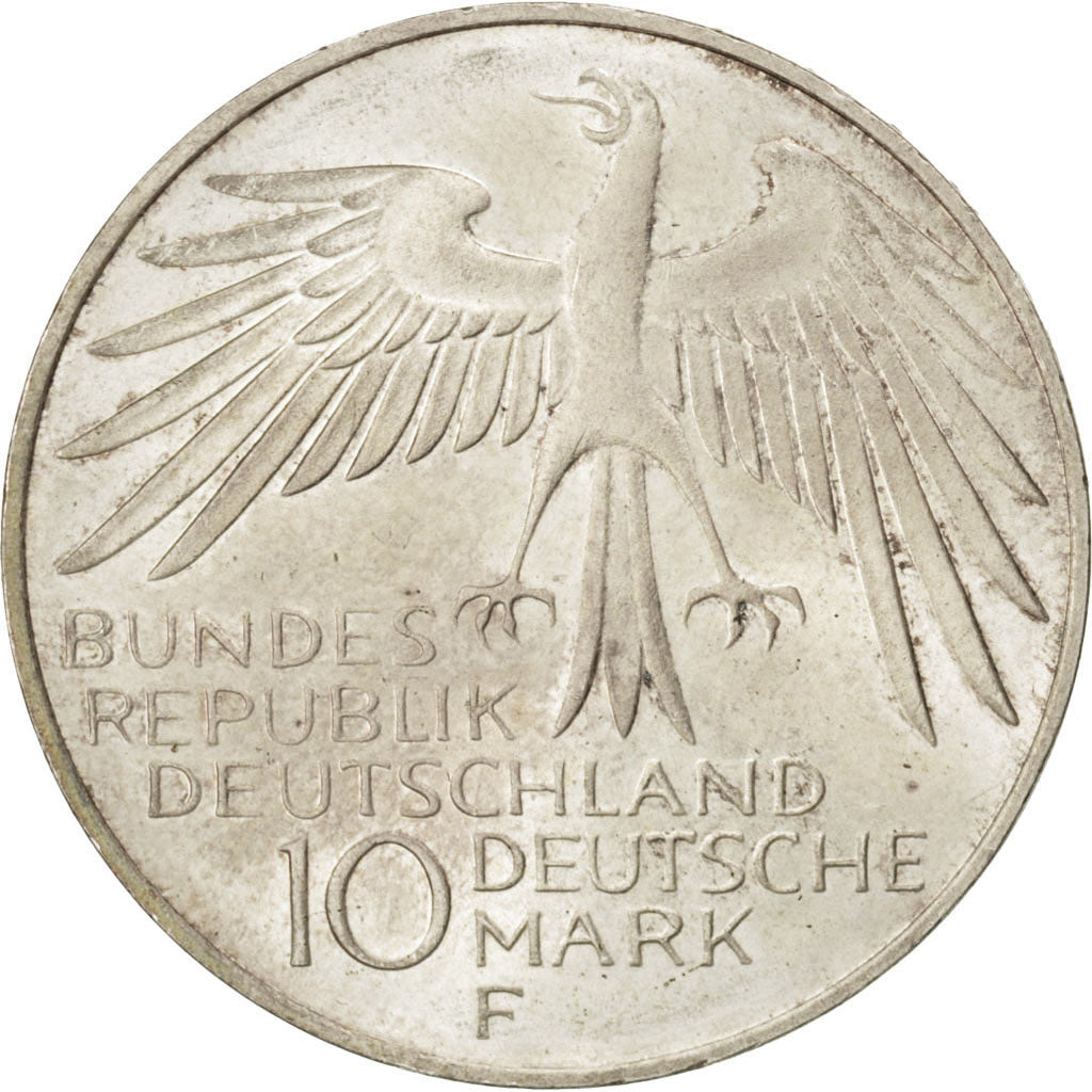 GERMANY - FEDERAL REPUBLIC, 10 Mark, 1972, Stuttgart, KM #133, MS(63), Silver,..