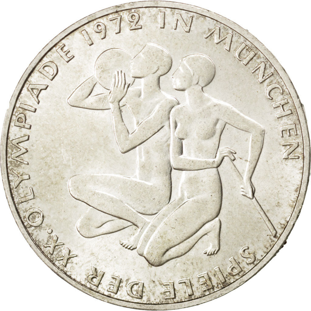 GERMANY - FEDERAL REPUBLIC, 10 Mark, 1972, Munich, KM #132, MS(63), Silver,...