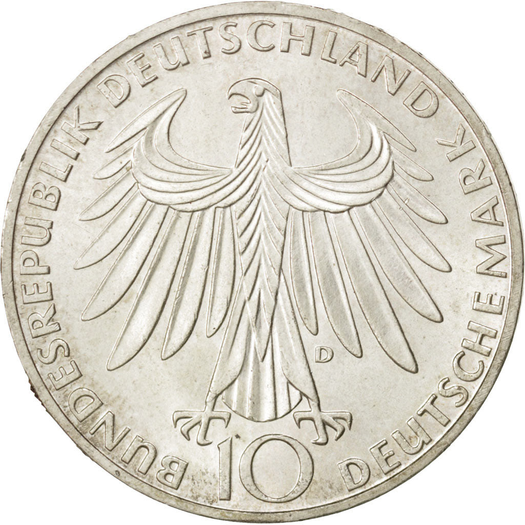 GERMANY - FEDERAL REPUBLIC, 10 Mark, 1972, Munich, KM #132, MS(63), Silver,...