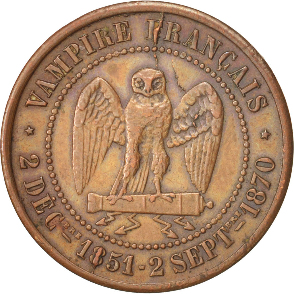 France, Token, Second Empire, Napoléon le misérable, 1871, AU(50-53), Copper
