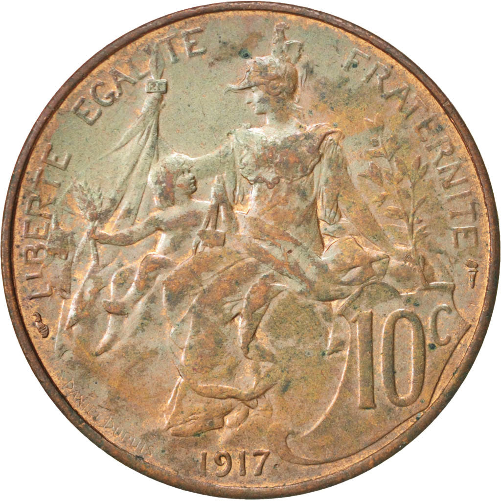 Frankreich, Dupuis, 10 Centimes, 1917, Paris, UNZ, Bronze, KM:843, Gadoury:277