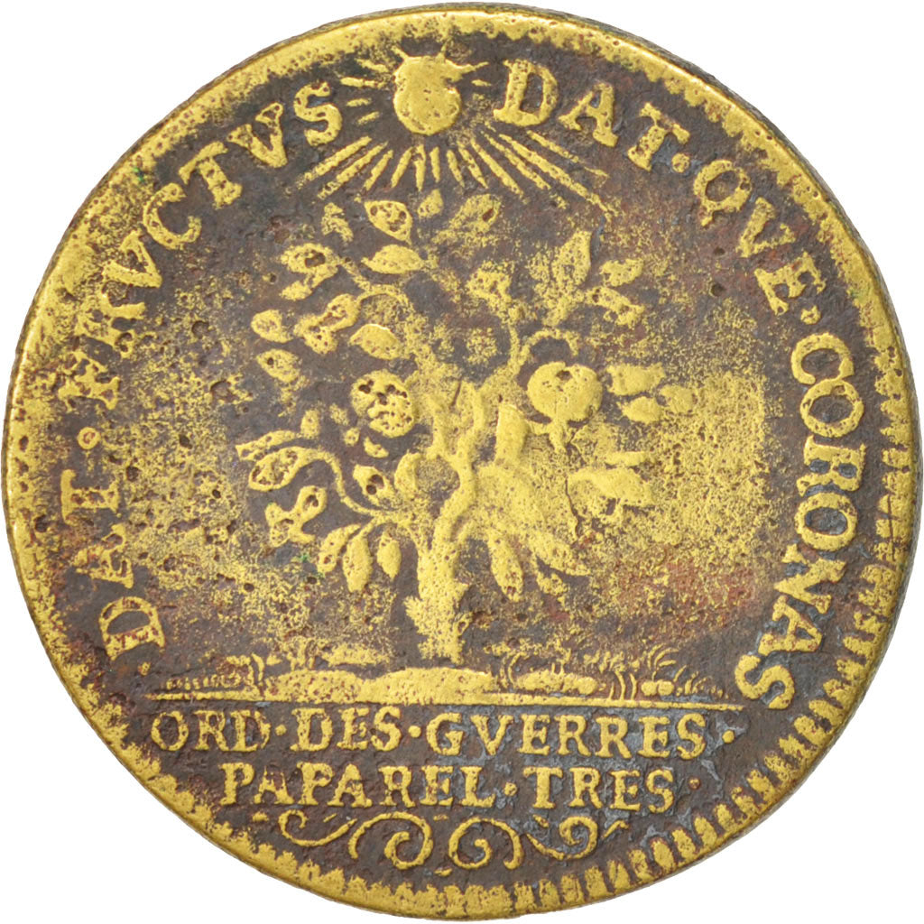 France, Token, Royal, Ordinaire des Guerres, Louis XIV, VF(30-35), Brass