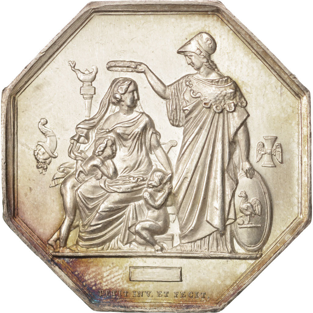 France, Token, Insurance, Le Crédit Viager, 1854, Petit, MS(63), Silver