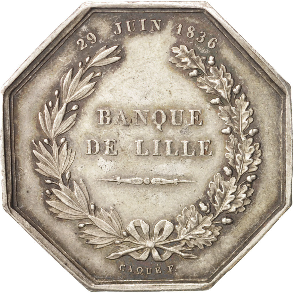 Francja, Token, Bank, Ludwik Filip I, Banque de Lille, 1836, Caqué, AU(50-53)