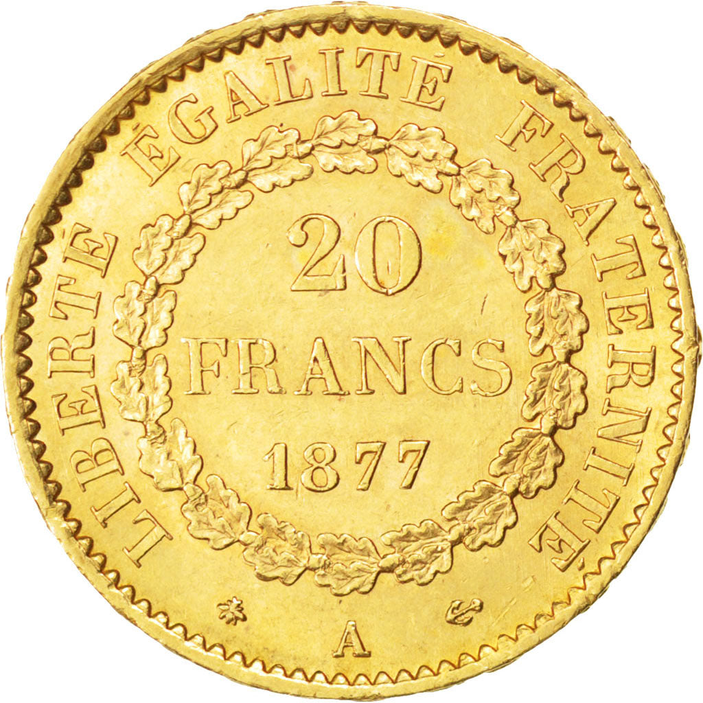 Francia, Génie, 20 Francs, 1877, Paris, SPL-, Oro, KM:825, Gadoury:1063