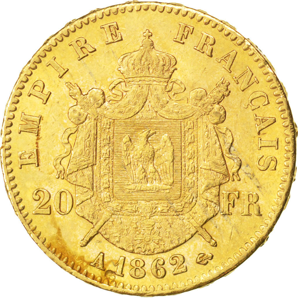 Münze, Frankreich, Napoleon III, Napoléon III, 20 Francs, 1862, Paris, VZ+