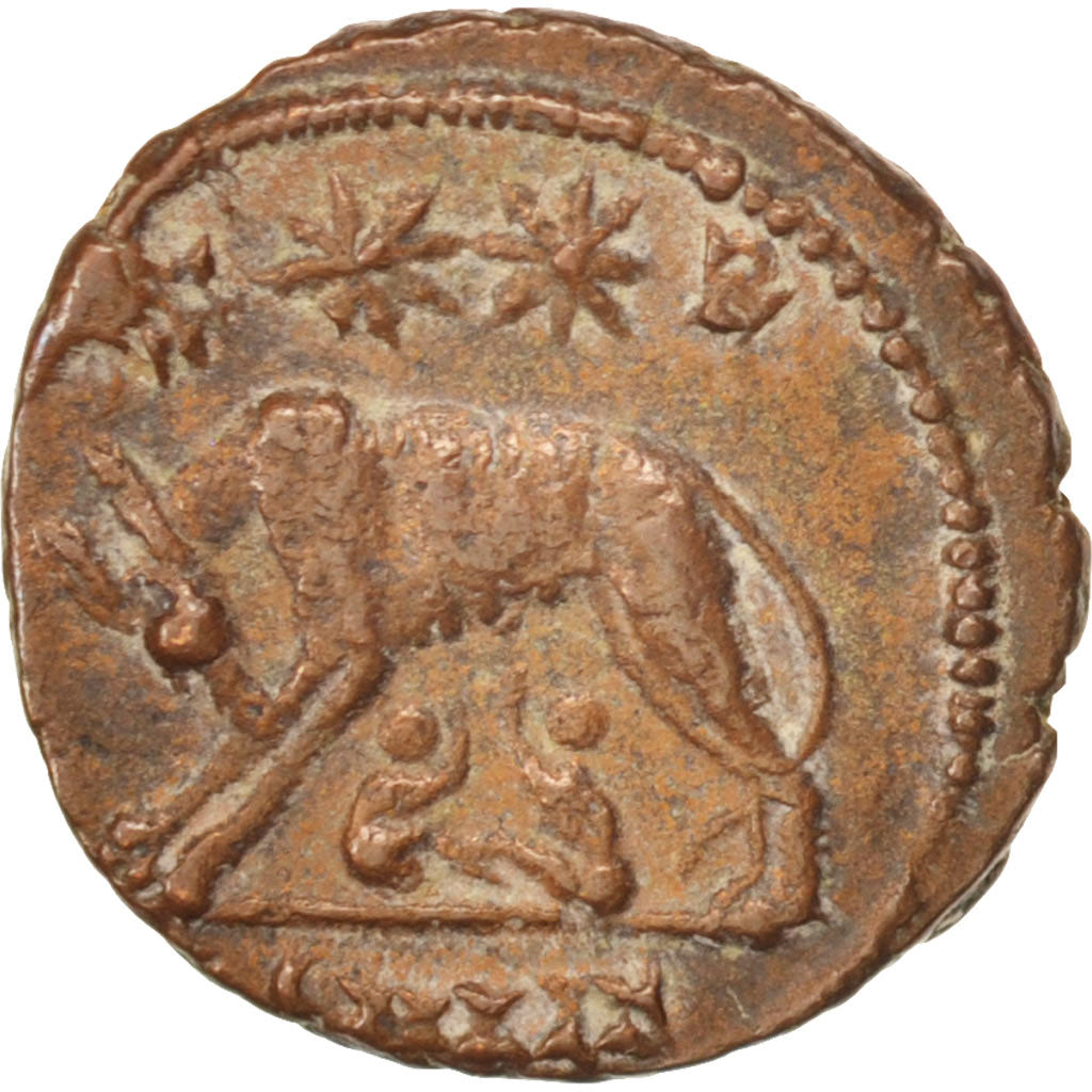 Constantine I, Urbs Roma, Barbaric imitation, Nummus, MBC+, Cobre