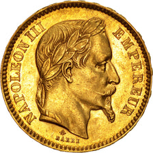 FRANCE, Napoléon III, 20 Francs, 1863, Paris, KM #801.1, AU(55-58), Gold, Gadour