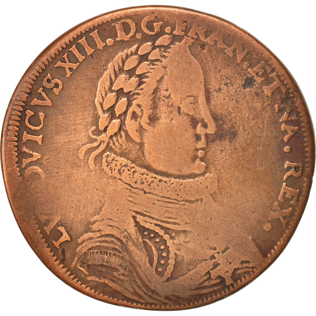 France, Token, Royal, Louis XIII, EF(40-45), Copper