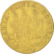 France, Token, Royal, Henry IV, 1605, VF(20-25), Brass, Feuardent:11125