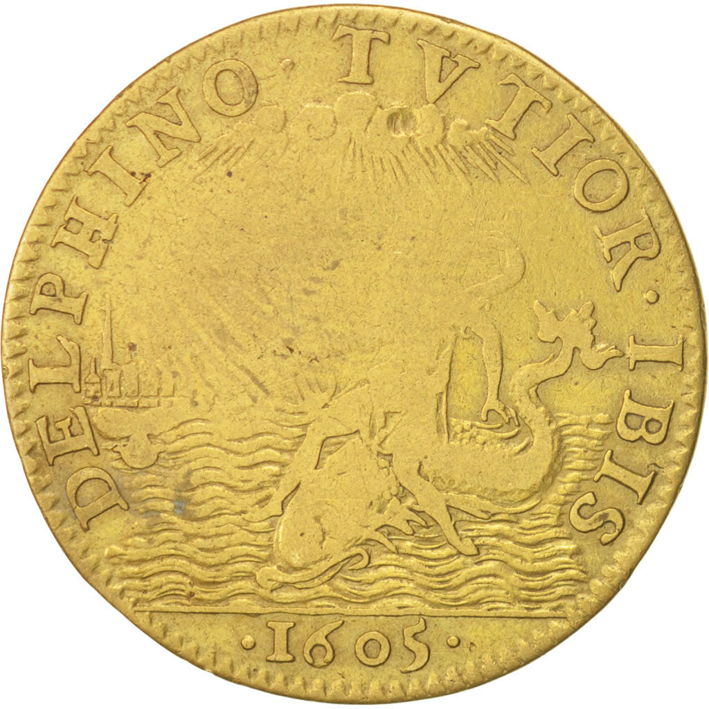 France, Token, Royal, Henry IV, 1605, VF(20-25), Brass, Feuardent:11125