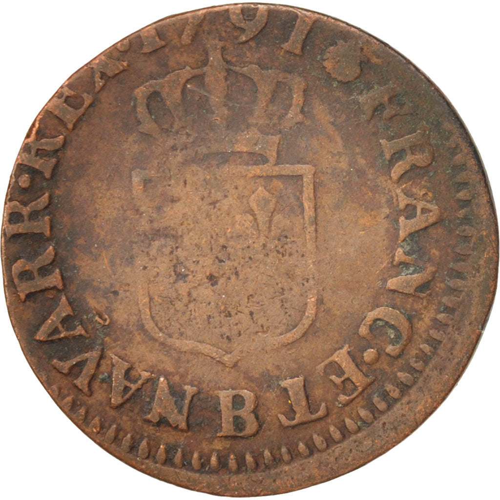 Münze, Frankreich, Louis XVI, Liard, Liard, 1791, Rouen, S, Kupfer, KM:585.3