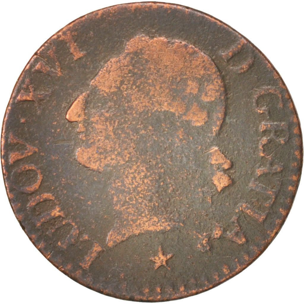 France, Louis XVI, Liard, Liard, 1786, Lille, B+, Cuivre, KM:585.14, Gadoury:348