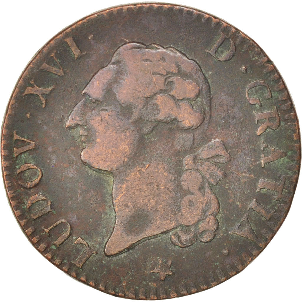 Monnaie, France, Louis XVI, Sol ou sou, Sol, 1790, Lille, TB, Cuivre, KM:578.16
