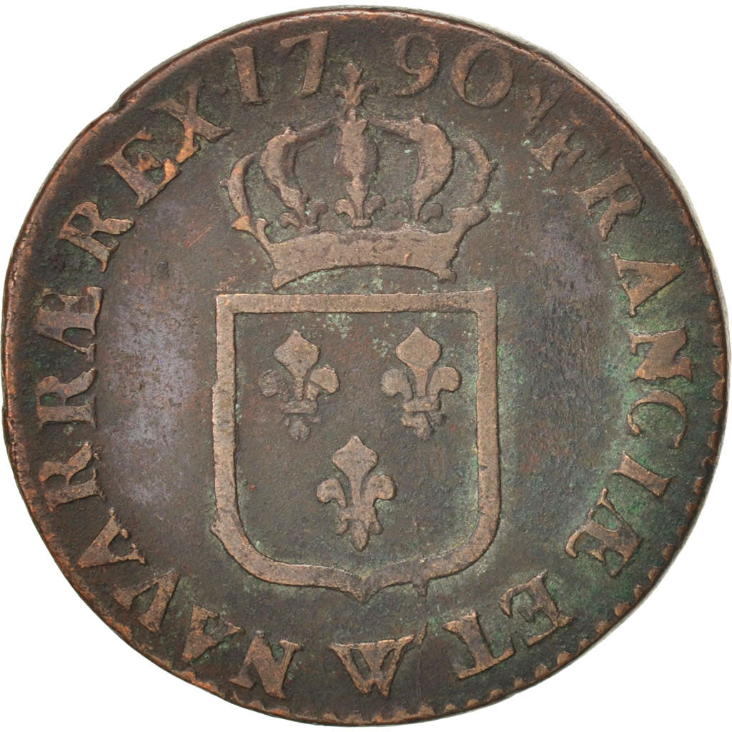 Monnaie, France, Louis XVI, Sol ou sou, Sol, 1790, Lille, TB, Cuivre, KM:578.16
