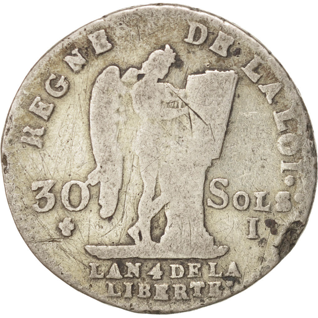 France, 30 sols françois, 30 Sols, 1792, Limoges, F(12-15), Silver, KM:606.7
