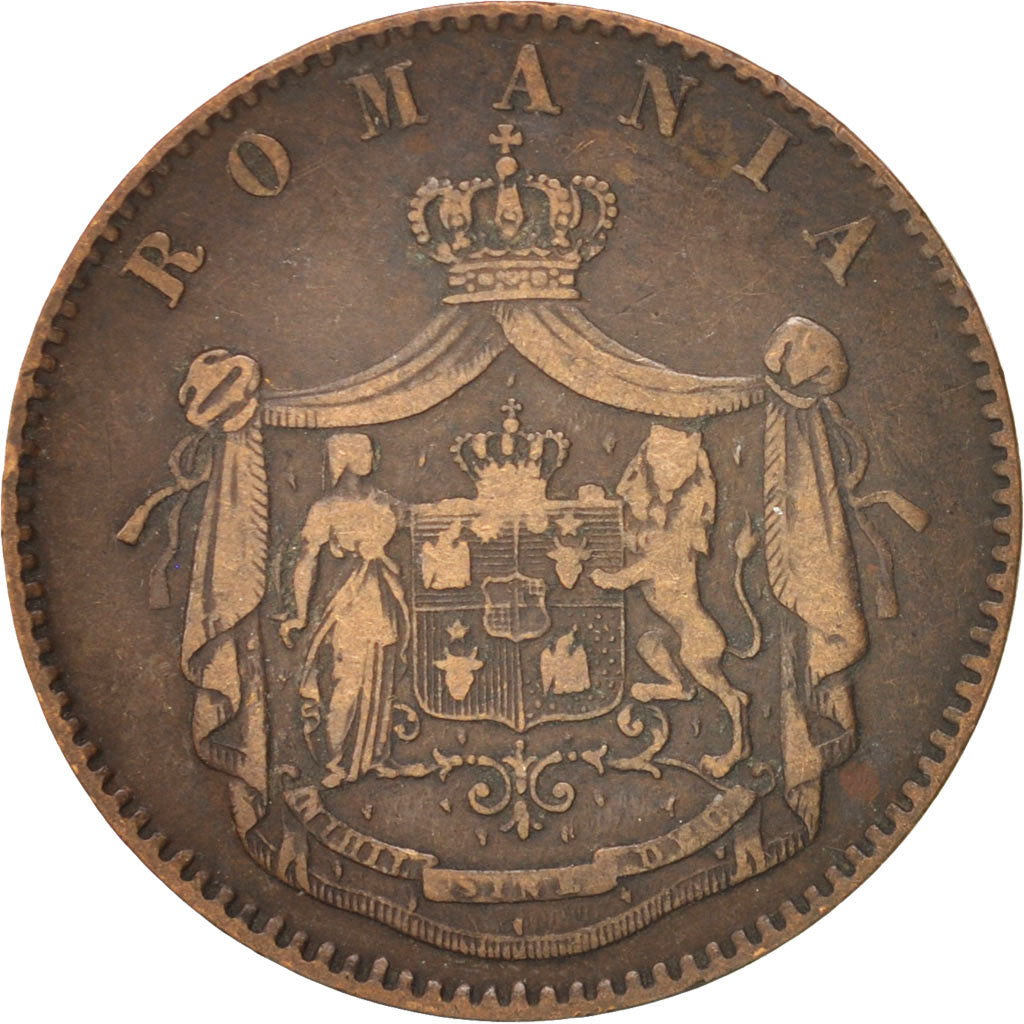 Romania, Carol I, 5 Bani, 1867, EF(40-45), Copper, KM:3.1