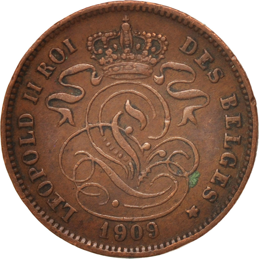 Coin, Belgium, Leopold II, 2 Centimes, 1909, EF(40-45), Copper, KM:35.1