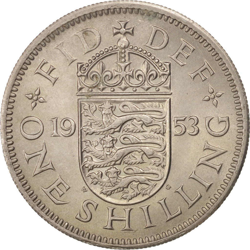 Great Britain, Elizabeth II, Shilling, 1953, MS(60-62), Copper-nickel, KM:890