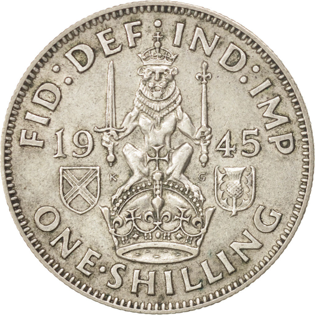 Coin, Great Britain, George VI, Shilling, 1945, EF(40-45), Silver, KM:853