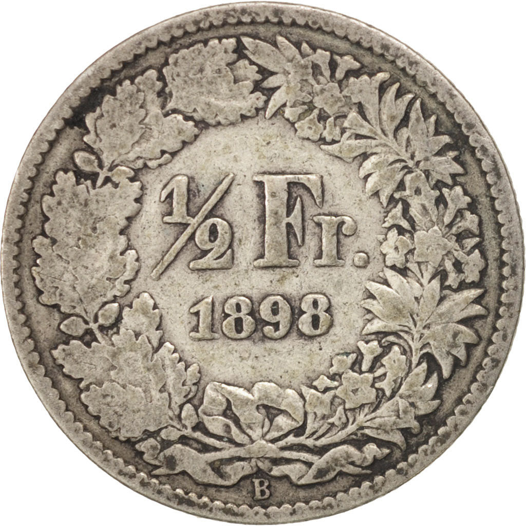 Switzerland, 1/2 Franc, 1898, Bern, VF(20-25), Silver, KM:23