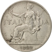 Moneta, Włochy, Vittorio Emanuele III, Lira, 1922, Rome, AU(50-53), Nikiel