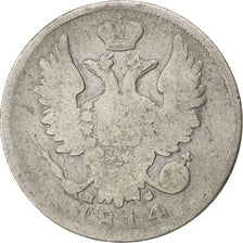 RUSSIA, 20 Kopeks, 1814, Saint-Petersburg, KM #128, VF(30-35), Silver, 3.87
