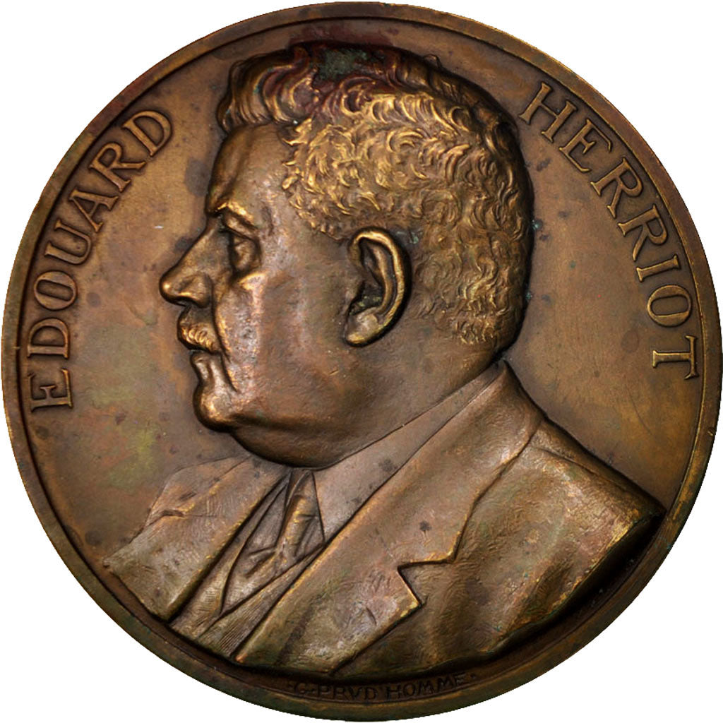 Francia, Medal, Edouard Herriot, Président et Maire de Lyon, Politics, Society