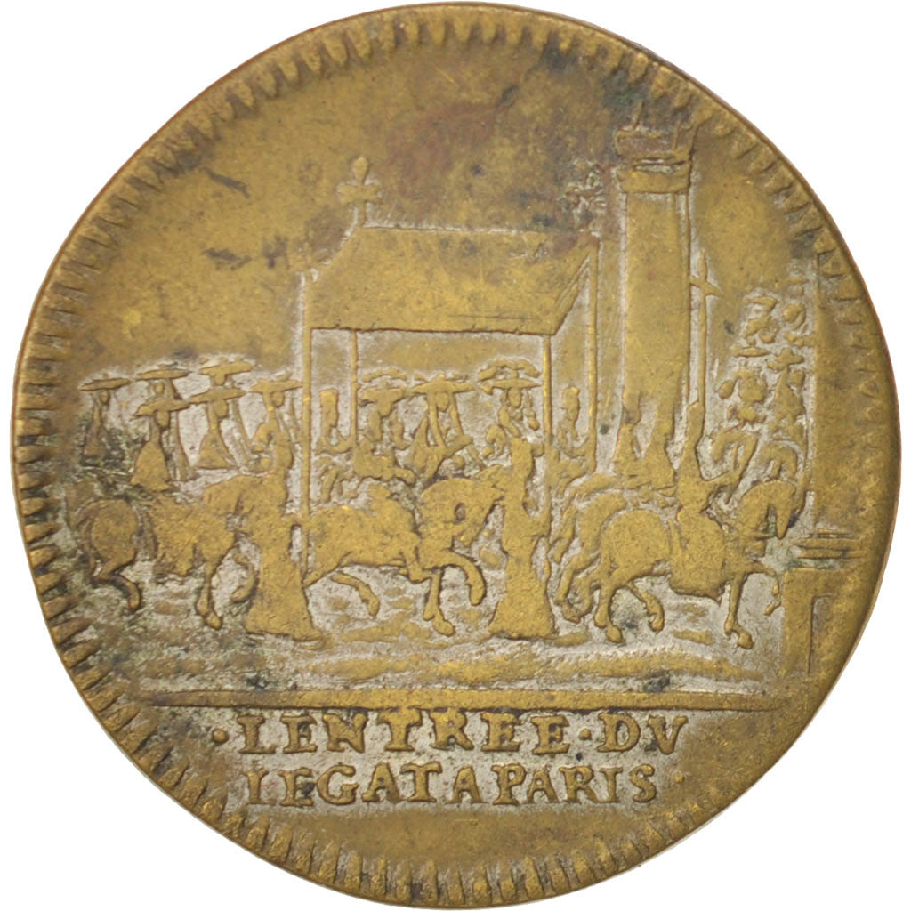 France, Jeton, Royal, Entrée du légat à Paris, Louis XIV, TB+, Laiton
