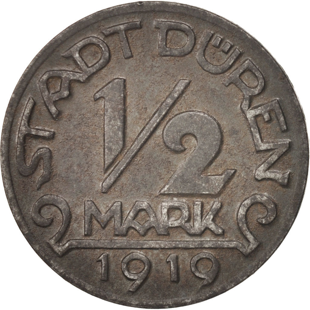 Allemagne, Stadt Düren, 1/2 Mark, 1919, TTB+, Bronze