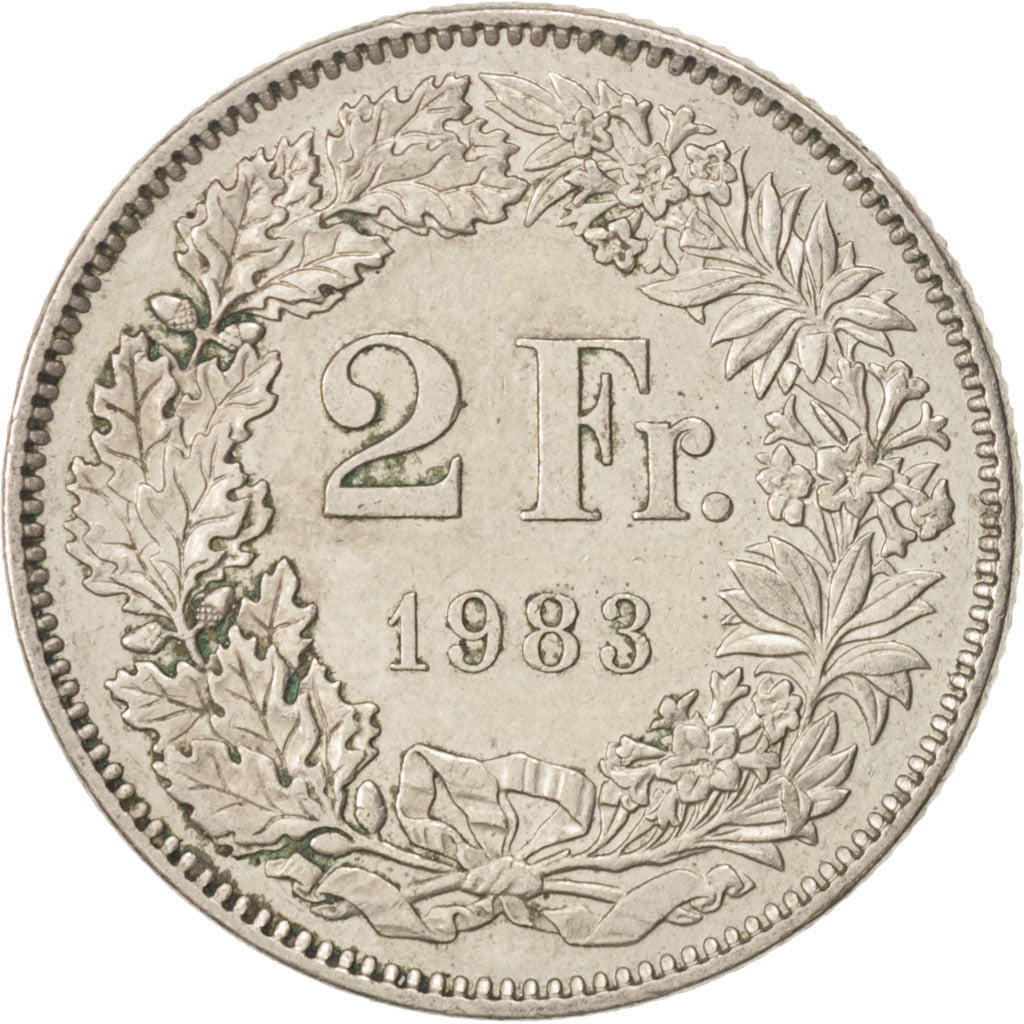 Coin, Switzerland, 2 Francs, 1983, Bern, AU(50-53), Copper-nickel, KM:21a.3