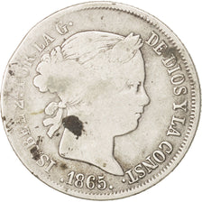 Spagna, Isabel II, 40 Centimos, 1865, Madrid, B+, Argento, KM:628.2