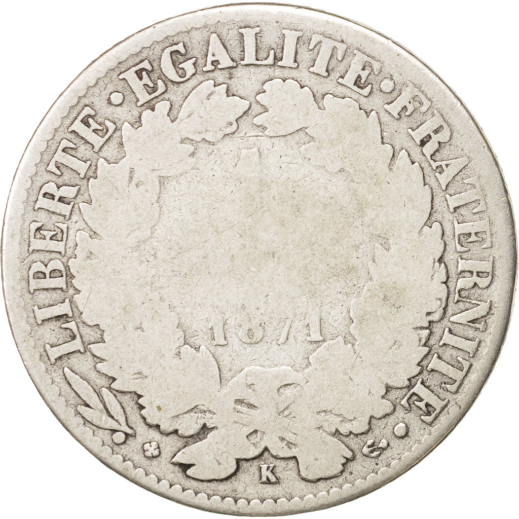 Münze, Frankreich, Cérès, Franc, 1871, Bordeaux, SGE+, Silber, KM:822.2