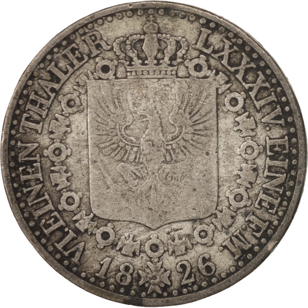 Moneta, Landy niemieckie, PRUSSIA, Friedrich Wilhelm III, 1/6 Thaler, 1826